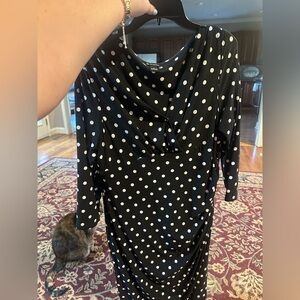 New Directions deep 3/4th length sleeve blouse Sz 16 black and white polka dot